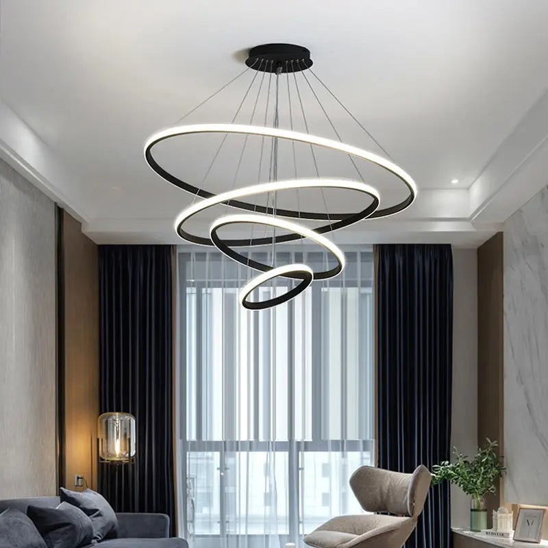 Modern Circle LED 4 Rings Chandelier - Luxurie Home